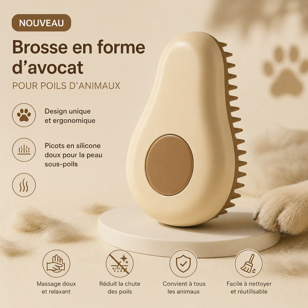 Brosse avocat beige pour animaux