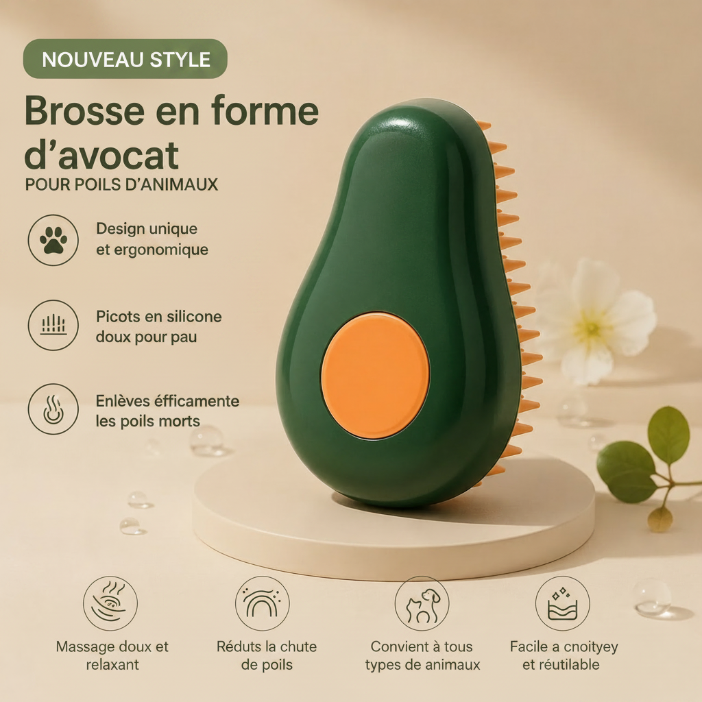 Brosse avocat verte pour animaux