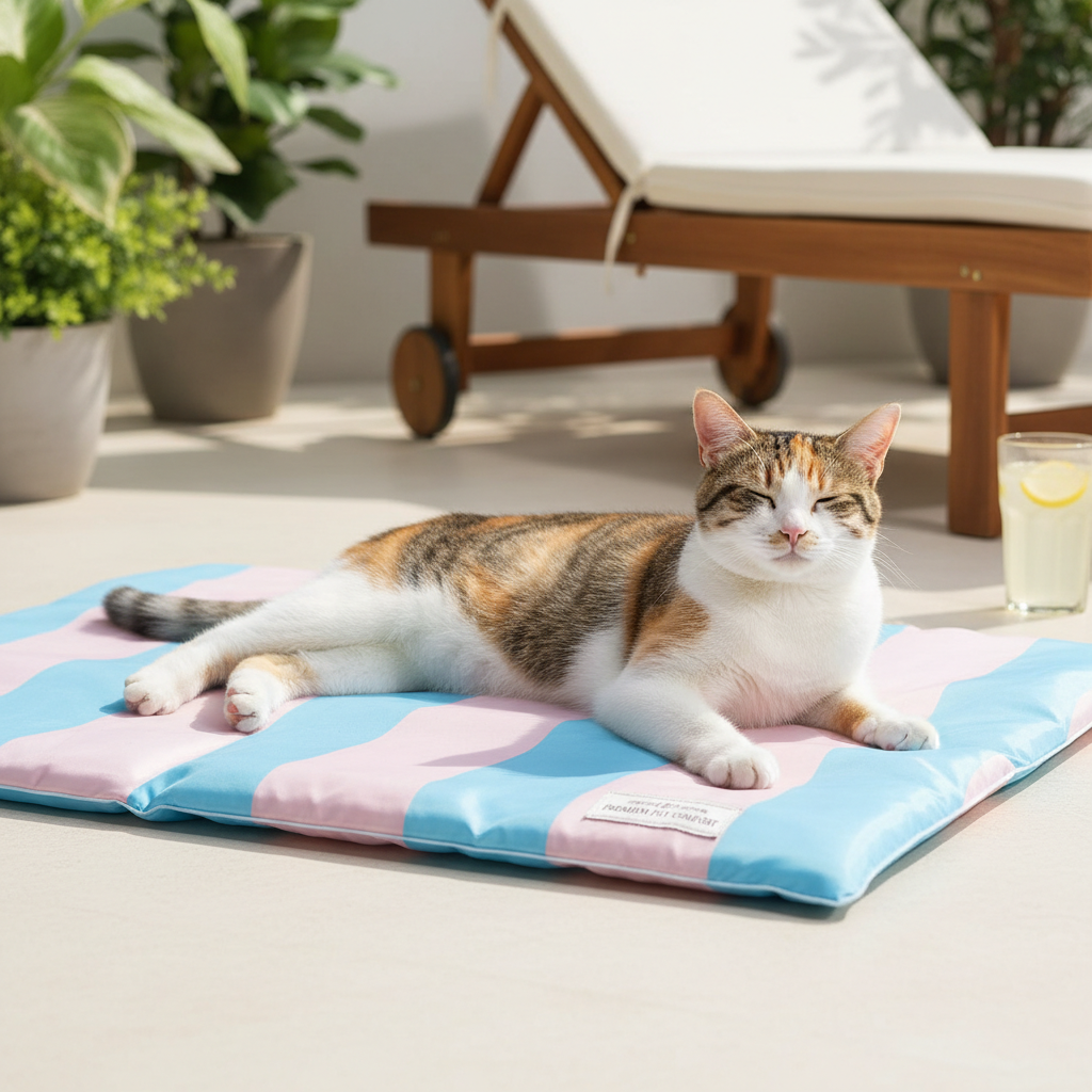 Coussin rafraîchissant en soie glacée pour chat et chien